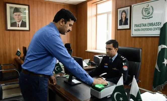 NADRA Overseas Center biometric verification for Punjab Driving License Renewal process.