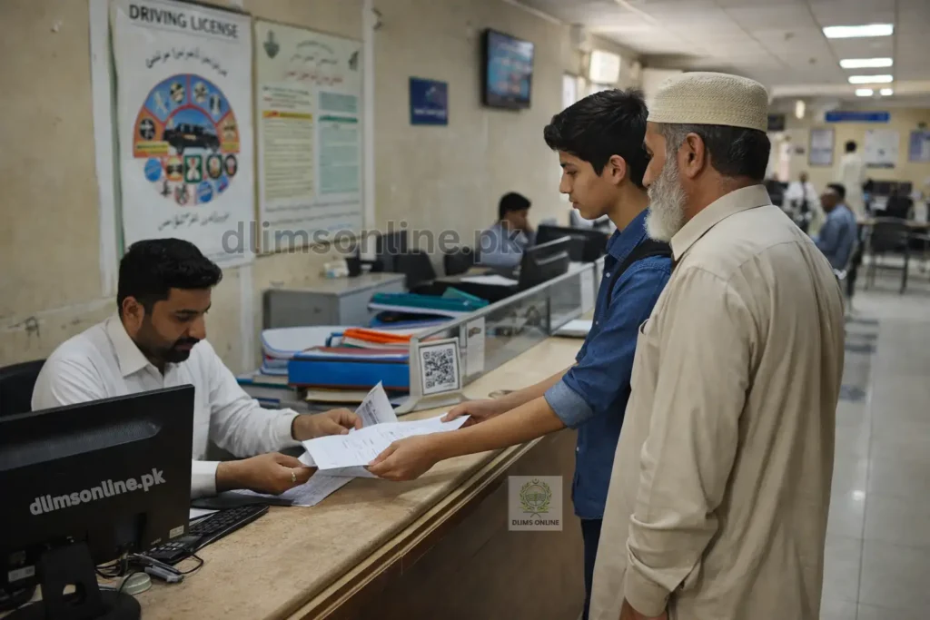 Juvenile Driving Permit Punjab 2026: Can 16-18 Year Olds Legally Ride Bikes? 13 Teenage student submitting documents for juvenile driving permit application at Punjab driving license center Pakistan