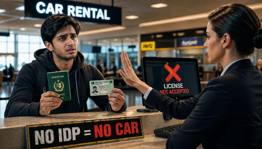 rent car usa foreign license rejected pakistan license without idp