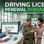 Punjab Licensing Center with officer and citizens completing Driving License Renewal Punjab 2025 through DLIMS.