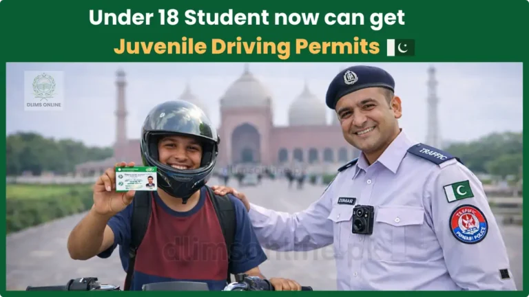 Juvenile Driving Permit Punjab 2026: Can 16-18 Year Olds Legally Ride Bikes? 1 Teenage student showing juvenile driving permit with Punjab traffic police officer in Lahore Pakistan under 18 motorcycle license 2026.