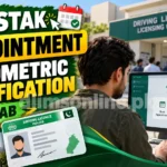 Dastak appointment booking and biometric fingerprint verification at a Punjab driving licence centre